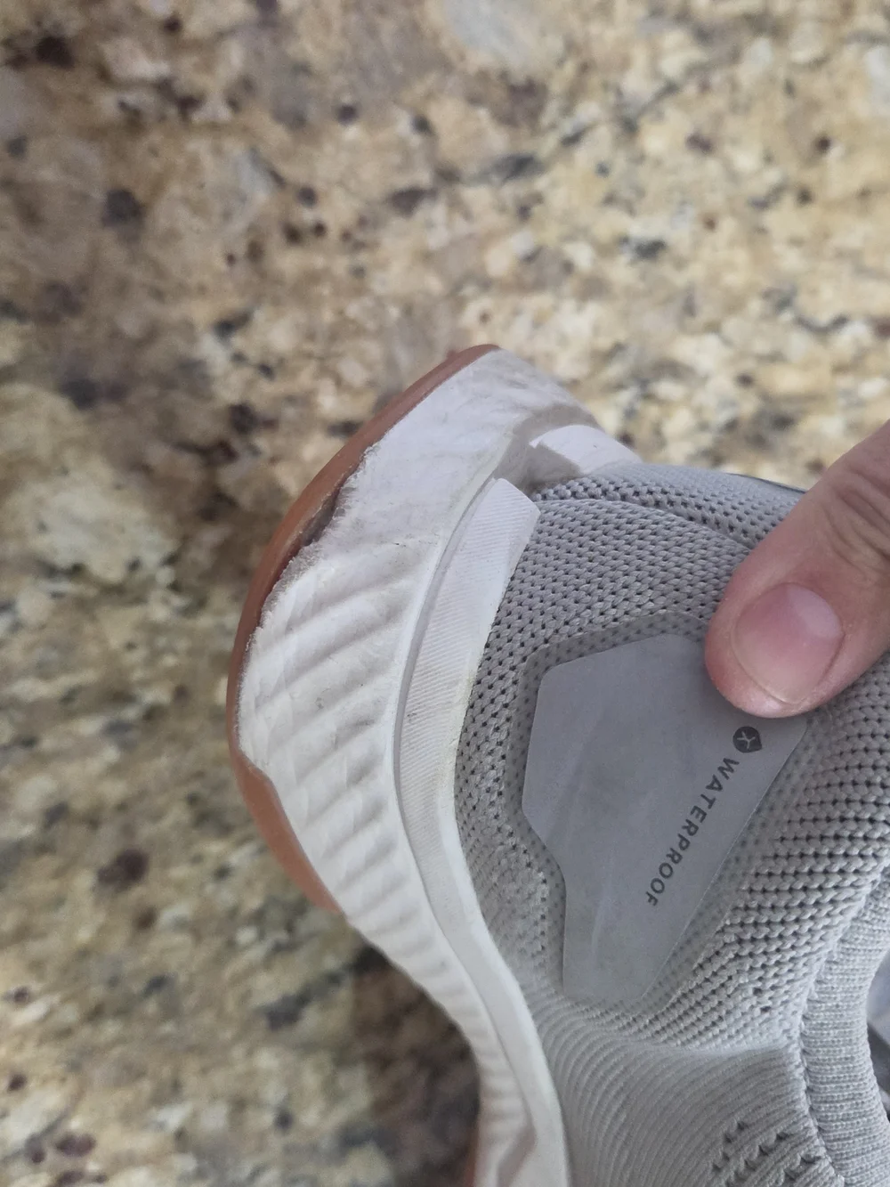Men's FLUX Knit Sneakers - Light Gray with Tan Accents WATERPROOF